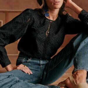 Sezane Scarlette Blouse in Black NWT